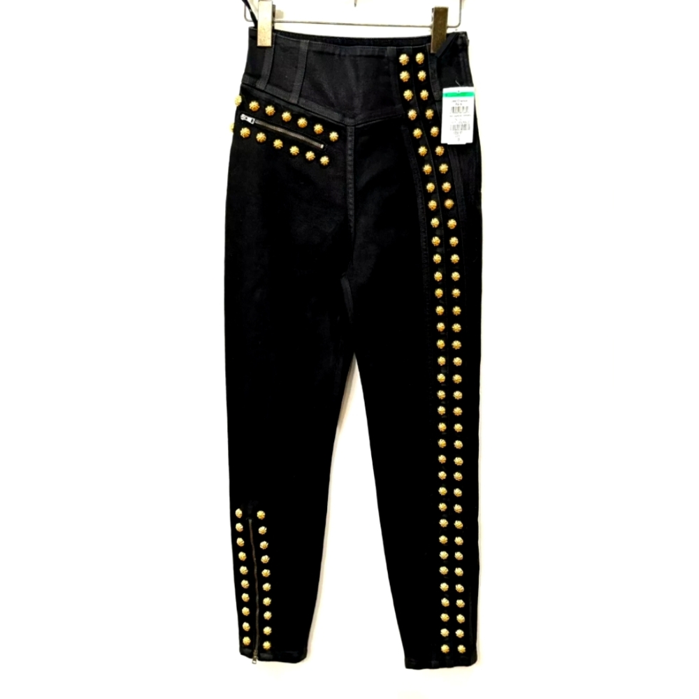 Gucci Women's Black Embellished High-Rise Studded Skinny Jeans